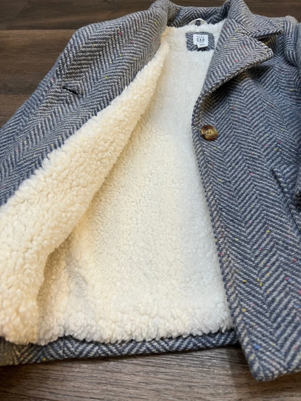 GAP Kids Herringbone Gray‎ Wool-Blend Peacoat